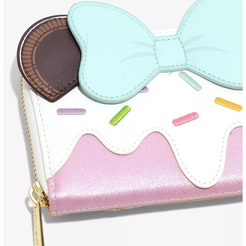 Loungefly Disney Minnie Mouse Ice Cream Wallet Embroidered Sprinkles Zip Around - Picture 4 of 4